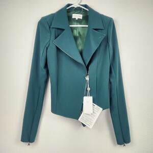 Patrizia Pepe Green Moto Blazer Size 42 Italian US 6 Pockets NWT